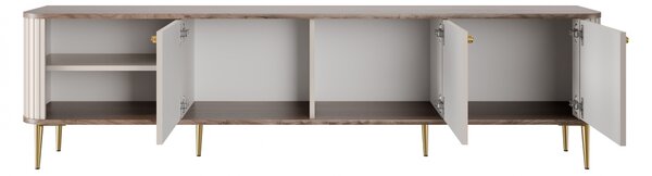 Szafka RTV Vesper 3D 187 cm - kaszmir / orzech / złote nogi