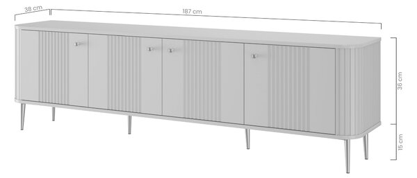 Szafka RTV Vesper 4D 187 cm - czarny / złote nogi