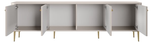 Szafka RTV Vesper 4D 187 cm - kaszmir / złote nogi