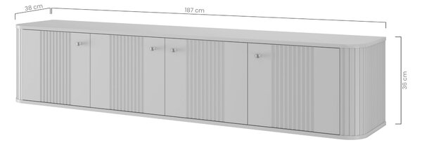Szafka RTV wisząca Vesper 4D 187 cm - kaszmir / złote uchwyty