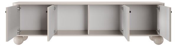 Szafka RTV Vesper 4D 187 cm - kaszmir / czarne uchwyty / nogi kule