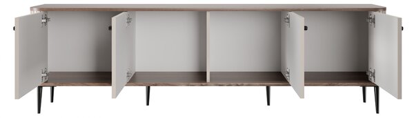Szafka RTV Vesper 4D 187 cm - kaszmir / orzech / czarne nogi