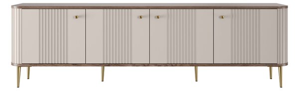 Szafka RTV Vesper 4D 187 cm - kaszmir / orzech / złote nogi