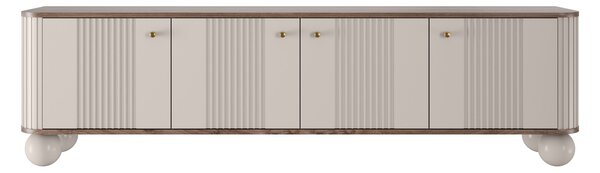 Szafka RTV Vesper 4D 187 cm - kaszmir / orzech / złote uchwyty / nogi kule