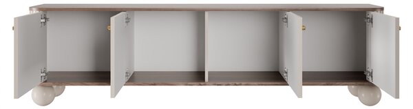 Szafka RTV Vesper 4D 187 cm - kaszmir / orzech / złote uchwyty / nogi kule