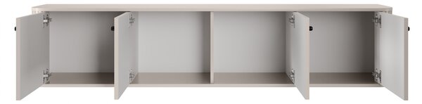 Szafka RTV wisząca Vesper 4D 187 cm - kaszmir / czarne uchwyty