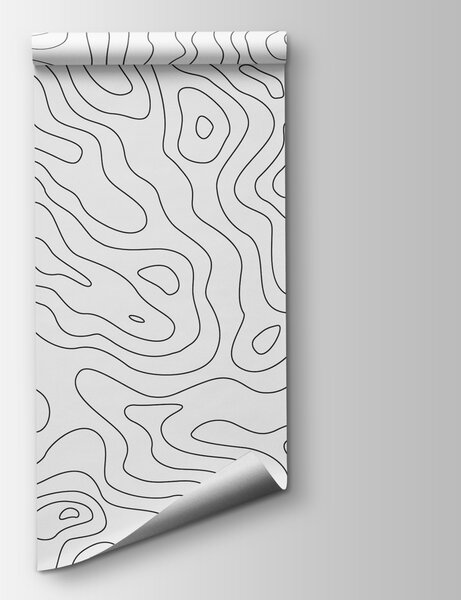 Fototapeta Czarno-białe linie konturowe, Fototapety z mapami świata, Popularne Fototapety, u70650 - Tapeko.pl