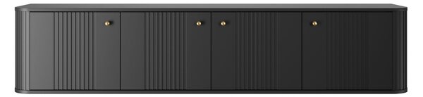 Szafka RTV wisząca Vesper 4D 187 cm - czarny / złote uchwyty