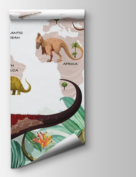 Fototapeta Mapa dinozaurów z roślinami i nazwami, Fototapety Dziecięce, Popularne Fototapety, u71068v4 - Tapeko.pl