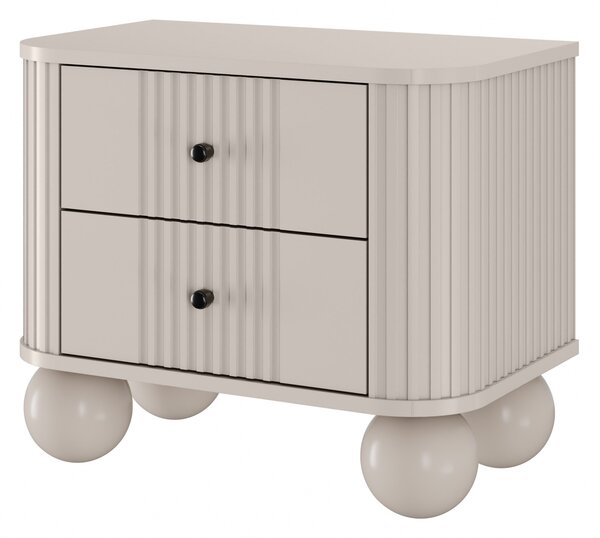 Zestaw szafek nocnych Vesper 56 cm - kaszmir / czarne uchwyty / nogi kule