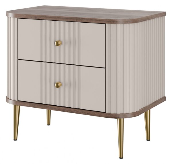 Zestaw szafek nocnych Vesper 56 cm - kaszmir / orzech / złote nogi