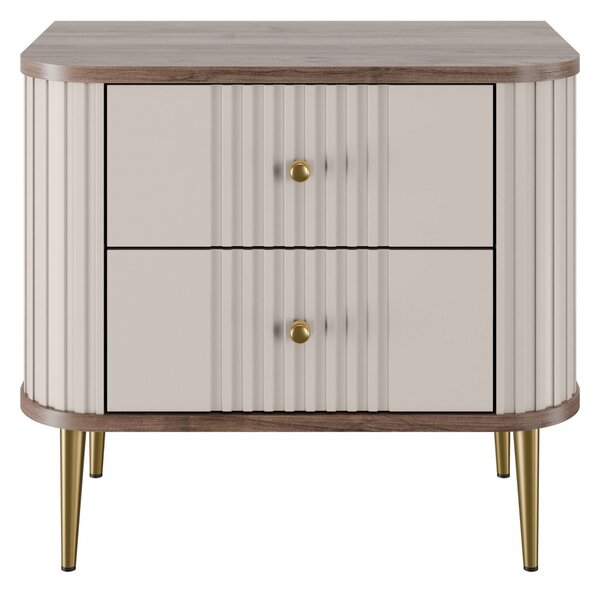 Zestaw szafek nocnych Vesper 56 cm - kaszmir / orzech / złote nogi