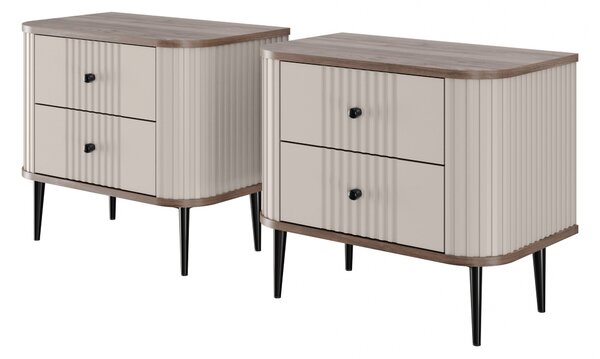 Zestaw szafek nocnych Vesper 56 cm - kaszmir / orzech / czarne nogi