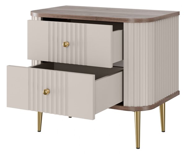Zestaw szafek nocnych Vesper 56 cm - kaszmir / orzech / złote nogi