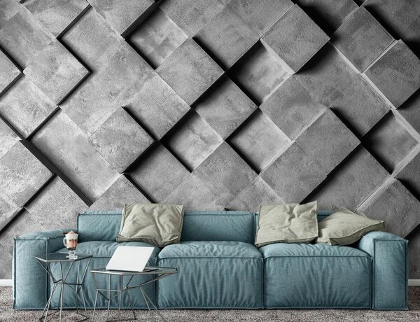 Fototapeta Szara i biała ściana z kwadratami, Fototapety 3d, Popularne Fototapety, u72107 - Tapeko.pl