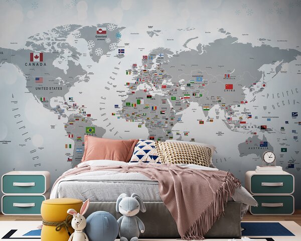 Fototapety Mapa świata z flagami, Fototapety Dziecięce, Fototapety Dla chłopców, u72599 : Uwalls.pl