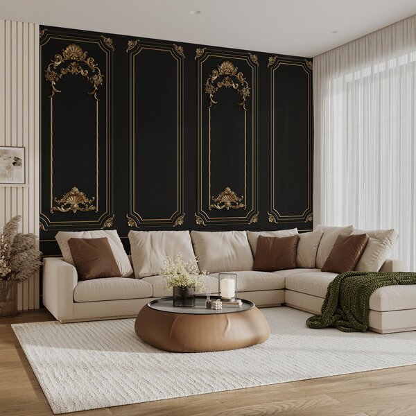 Fototapeta Eleganckie czarne panele z ozdobnymi akcentami, Fototapety design, Popularne Fototapety, u72623 - Tapeko.pl