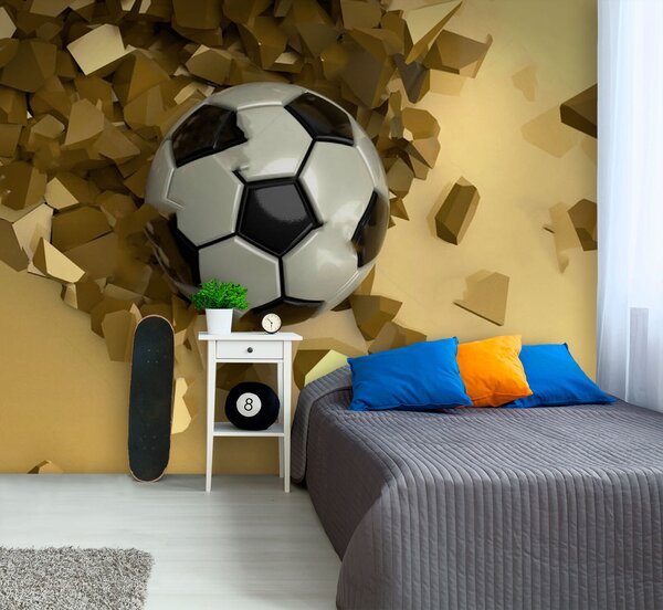 Fototapeta Piłka futbolowa w stosie połamanych kawałków, Fototapety Dziecięce, Popularne Fototapety, u72801 - Tapeko.pl
