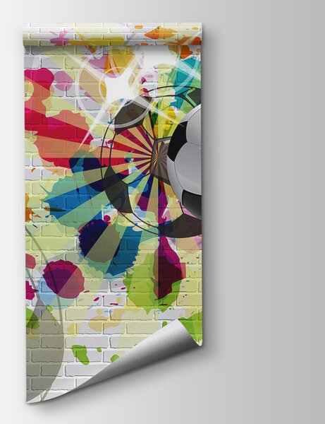 Fototapeta Piłka futbolowa na ceglanej ścianie, Fototapety design, Popularne Fototapety, u72798 - Tapeko.pl