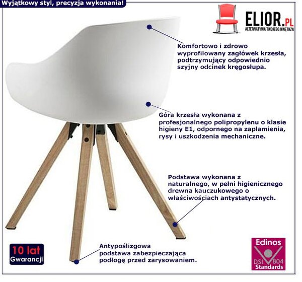 Białe skandynawskie krzesło F5-D56
