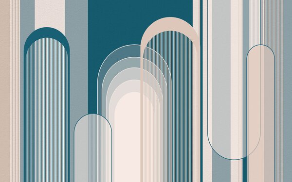 Fototapeta Niebiesko-biały wzór w stylu art deco, Fototapety design, Popularne Fototapety, u73099 - Tapeko.pl
