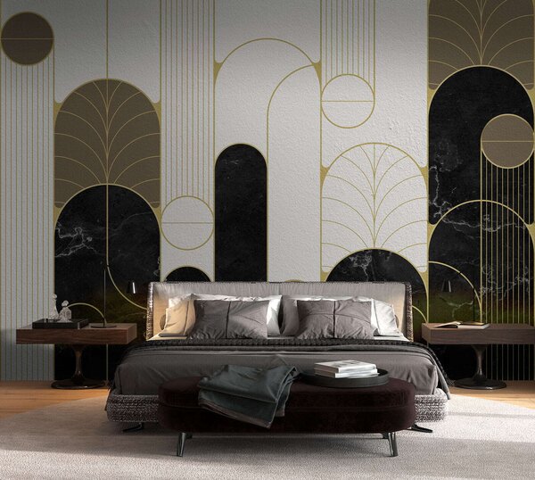 Fototapeta Czarno-biały design w stylu art deco, Fototapety Marmur, Popularne Fototapety, u73101 - Tapeko.pl