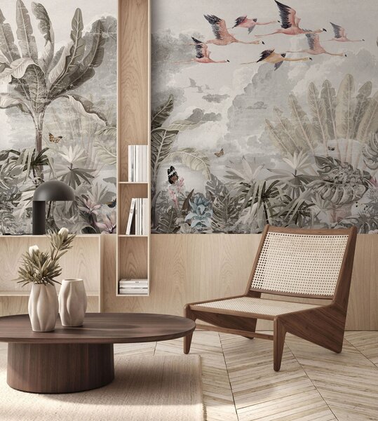 Fototapeta Mural przedstawiający ptaki lecące nad lasem, Fototapety design, Popularne Fototapety, u73561 - Tapeko.pl