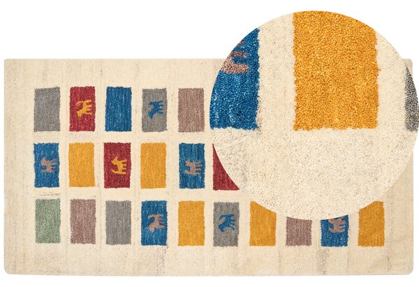 Tradycyjny dywan wełniany styl rustykalny 80 x 150 cm wielokolorowy Muratli Beliani