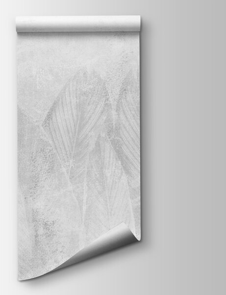 Fototapeta Białe i szare tło z liśćmi, Fototapety 3d, Popularne Fototapety, u73876 - Tapeko.pl