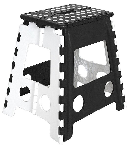 Biało-czarny składany stołek kuchenny - Sefro 3X