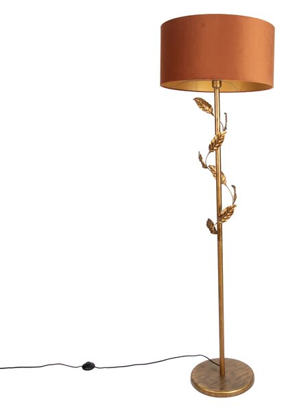 Lampa podłogowa złota z pomarańczowym kloszem i złotym wnętrzem 50 cm - Linden