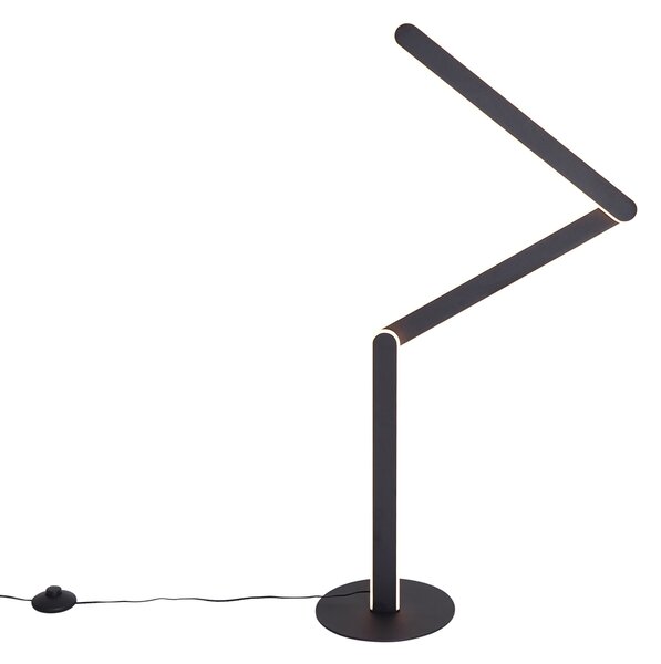 Designerska lampa podłogowa czarna z wbudowaną diodą LED z 3-stopniową regulacją ściemniania - Gate