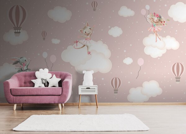 Fototapeta Kot w tutu na chmurze, Fototapety Dziecięce, Popularne Fototapety, u74216 - Tapeko.pl