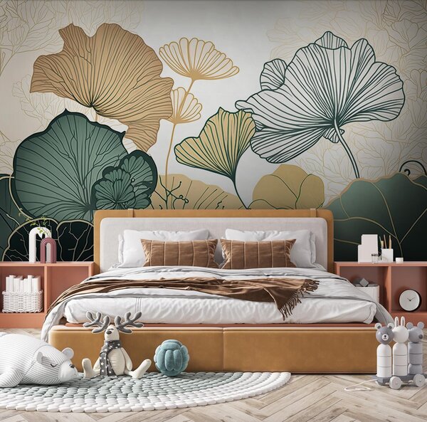 Fototapeta Botaniczna elegancja w delikatnych kolorach, Fototapety Liście, Popularne Fototapety, u75442 - Tapeko.pl