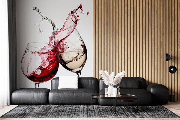 Fototapety Białe i czerwone wino w kieliszkach, Fototapety Potrawy i Napoje, u75563 : Uwalls.pl