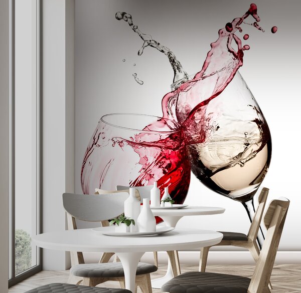 Fototapety Białe i czerwone wino w kieliszkach, Fototapety Potrawy i Napoje, u75563 : Uwalls.pl