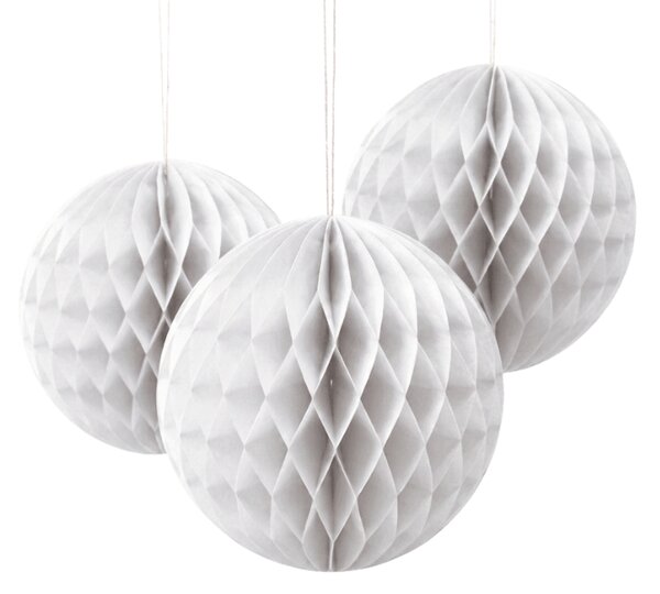 Wisząca papierowa ozdoba SPIRO zestaw 3 szt. 25 cm, biała