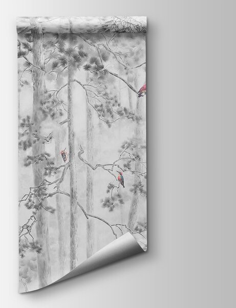 Fototapeta Grupa ptaków na drzewach, Fototapety Las, Popularne Fototapety, u78449 - Tapeko.pl