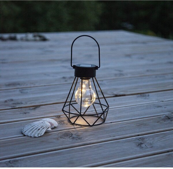 Czarny lampion LED Star Trading Eddy, wys. 15,5 cm
