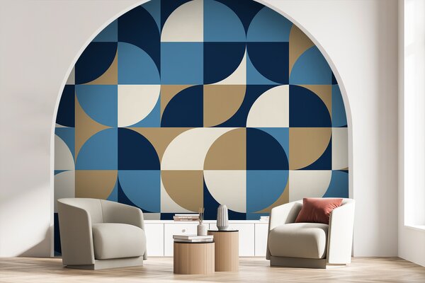 Fototapeta Niebiesko-biały geometryczny wzór, Fototapety design, Popularne Fototapety, u78733 - Tapeko.pl