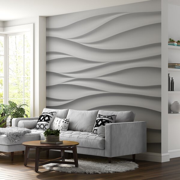 Fototapeta Biała ściana z falistymi liniami, Fototapety 3d, Popularne Fototapety, u79539 - Tapeko.pl