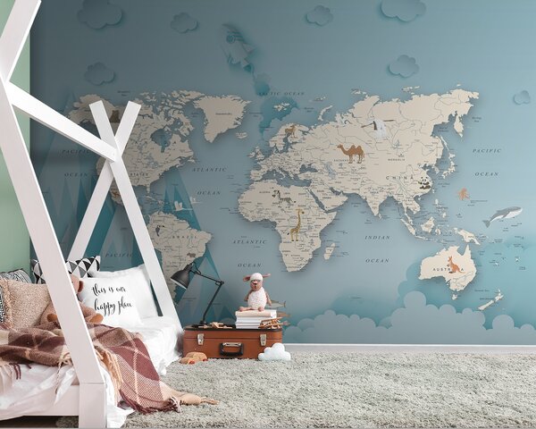Fototapeta Mapa świata, Fototapety Dziecięce, Popularne Fototapety, u79831 - Tapeko.pl