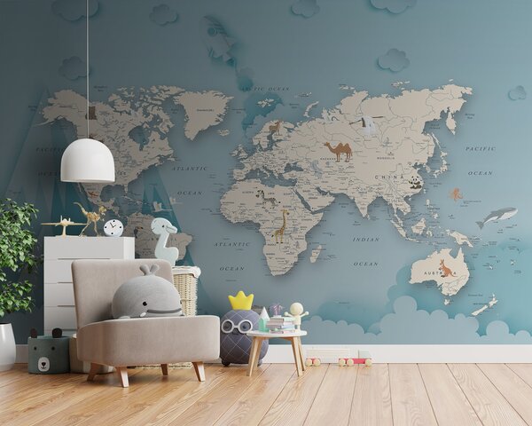 Fototapeta Mapa świata, Fototapety Dziecięce, Popularne Fototapety, u79831 - Tapeko.pl