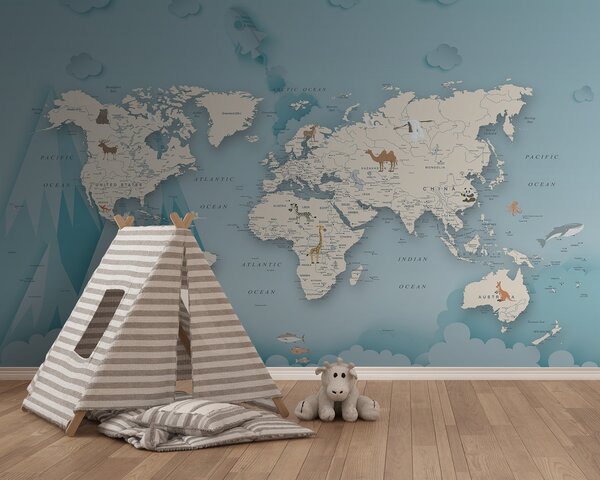 Fototapeta Mapa świata, Fototapety Dziecięce, Popularne Fototapety, u79831 - Tapeko.pl