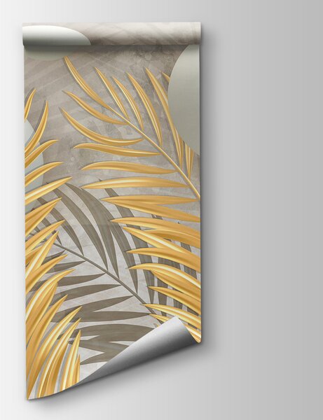 Fototapeta Kule i liście w metalicznych odcieniach, Fototapety design, Popularne Fototapety, u80467 - Tapeko.pl