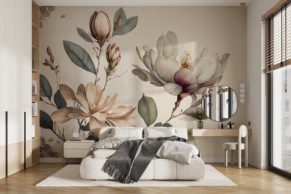 Fototapeta Elegancka magnolia kwitnie w delikatnych odcieniach, Fototapety Kwiaty, Popularne Fototapety, u93020 - Tapeko.pl
