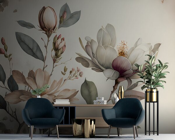 Fototapeta Elegancka magnolia kwitnie w delikatnych odcieniach, Fototapety Kwiaty, Popularne Fototapety, u93020 - Tapeko.pl