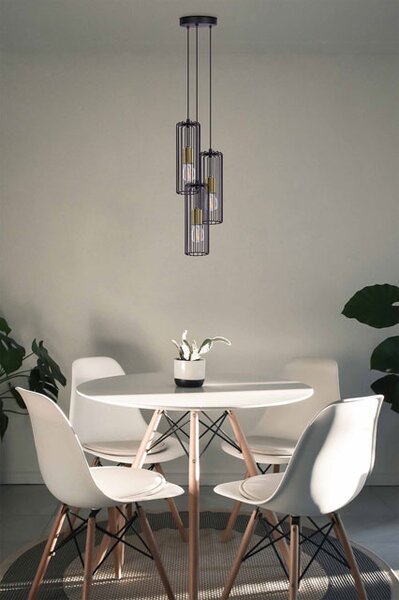 Czarno-złota industrialna lampa wisząca tuba - S776 C9-G76