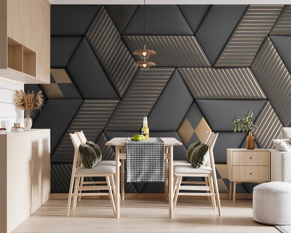 Fototapeta Geometryczna elegancja w odcieniach szarości i mosiądzu, Fototapety 3d, Popularne Fototapety, u93413 - Tapeko.pl