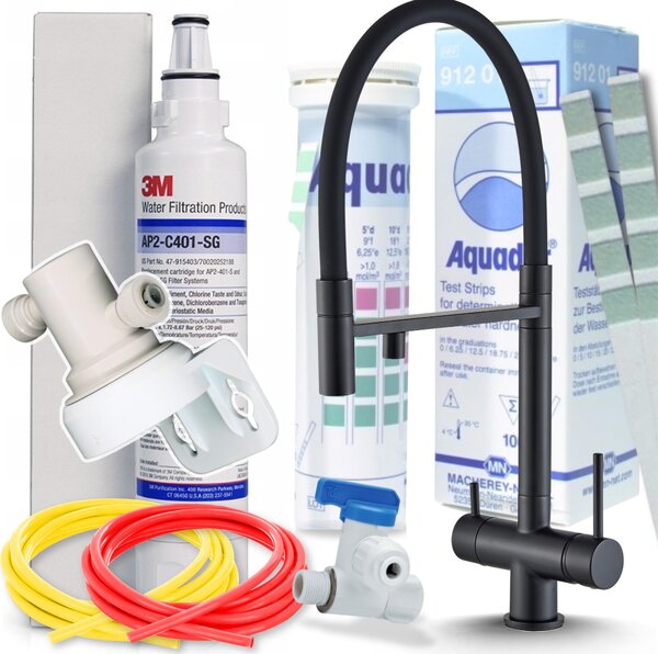 3-drogowa bateria kuchenna HighFlex z przyczem filtra i zestawem filtrów do wody 3M AP2-C405-SG – wysuwana wylewka, obrotowa o 360°
